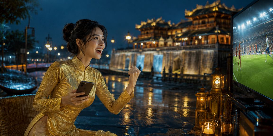 Phụ nữ áo dài Huế xem kết quả xổ số buổi chiều